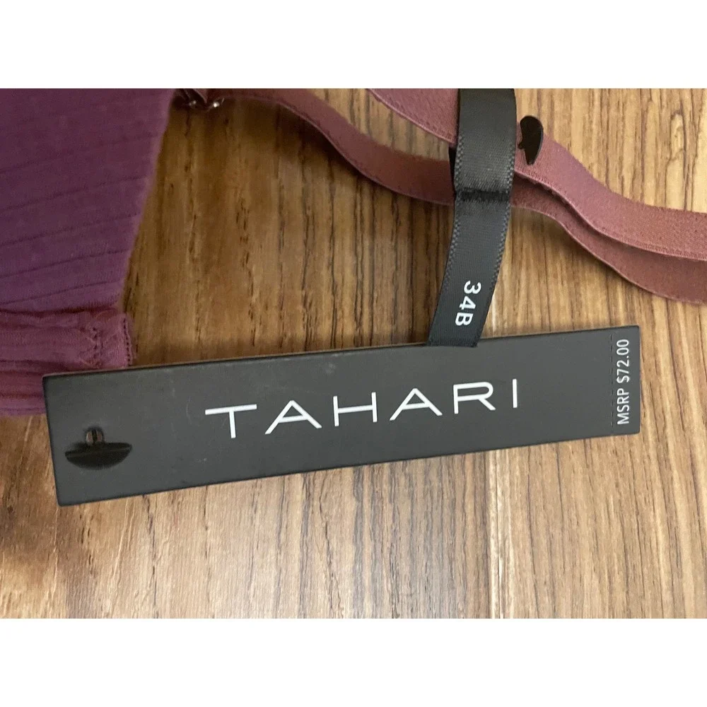 Tahari Women Ribbed Push Up Underwire Bra Plum Mauve 34B NWT